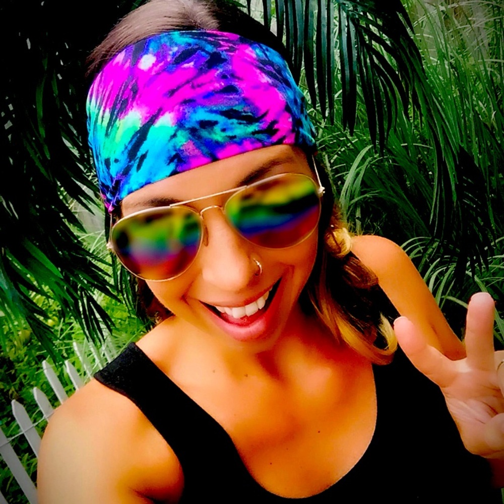Grateful Tie Dye Button Headband for Masks